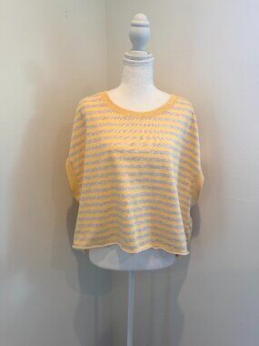 Rae Mode Chic Beach‎ Oversized Yellow and Grey Stripped Top Size L